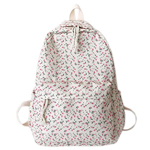 DKIIL NOIYB Floral Rucksack Schule Kawaii Rucksack Für Mädchen, Casual Daypack Damen Rucksäcke Rucksack Handtaschen Cokette Canvas Rucksack Für Schule Reisen Urlaub Einkaufen, 01-a Floral, 66 von DKIIL NOIYB