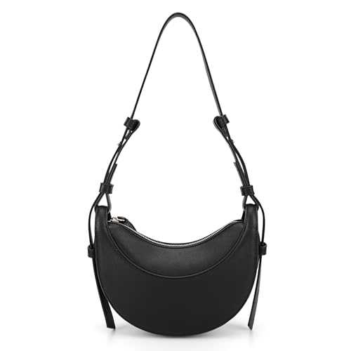 Halbmond Tasche Damen Kleine Handtasche Y2k Tasche Leder Moderne Crossbody Bag Hobo Bag Damen Kleine PU Dumpling Umhängetasche ketteTote Bag Aesthetic Half Moon Bag mit Zwei Verstellbaren von DKIIL NOIYB