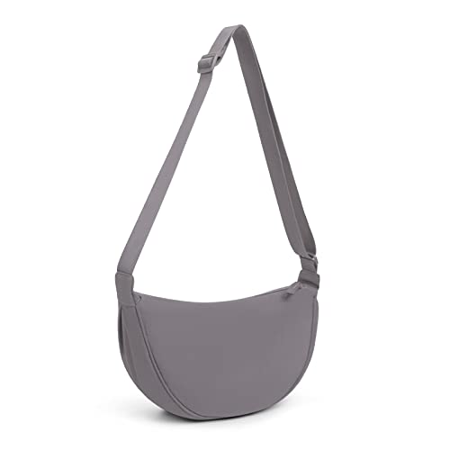 DKIIL NOIYB Halbmond-Tasche für Damen und Herren, Nylon, Halbmond-Taschen, tragbare Halbmond-Geldbörse mit verstellbarem Riemen, einfarbige Brusttasche, Umhängetasche, Bauchtasche, A04-grau, 31 cm von DKIIL NOIYB