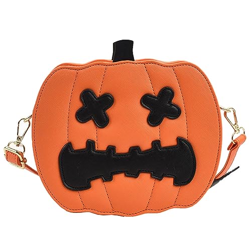 DKIIL NOIYB Halloween Tasche Kürbis Umhänge Tasche Süße Geistergesicht Umhängetasche Teufelstasche Lustige Tasche PU Leder Geldbörse Teufels Einkaufstasche von DKIIL NOIYB