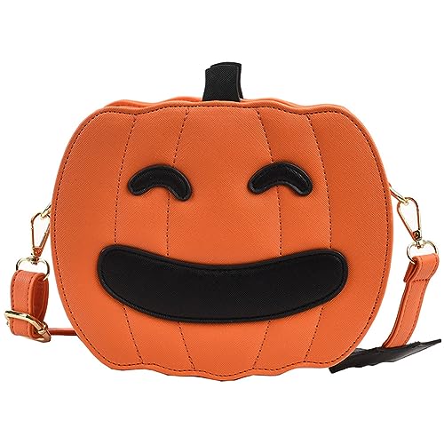 DKIIL NOIYB Halloween Tasche Kürbis Umhänge Tasche Süße Geistergesicht Umhängetasche Teufelstasche Lustige Tasche PU Leder Geldbörse Teufels Einkaufstasche von DKIIL NOIYB