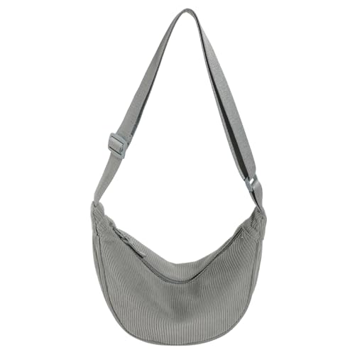 DKIIL NOIYB Lässige Umhängetasche aus Cord Halbmond Tasche Cord Hobo Tasche Halbmond Tasche Retro Crossbody Bag für Damen Retro Bauchtasche Geeignet zum Einkaufen Dating Reisen und Arbeiten von DKIIL NOIYB