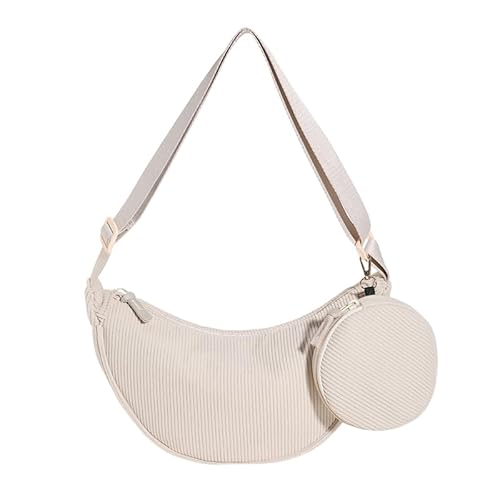 DKIIL NOIYB Lässige Umhängetasche aus Cord Halbmond Tasche Cord Hobo Tasche Halbmond Tasche Retro Crossbody Bag für Damen Retro Bauchtasche Geeignet zum Einkaufen Dating Reisen und Arbeiten von DKIIL NOIYB