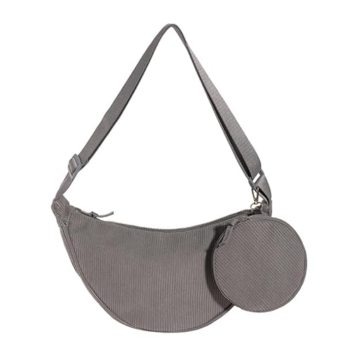 DKIIL NOIYB Lässige Umhängetasche aus Cord Halbmond Tasche Cord Hobo Tasche Halbmond Tasche Retro Crossbody Bag für Damen Retro Bauchtasche Geeignet zum Einkaufen Dating Reisen und Arbeiten von DKIIL NOIYB