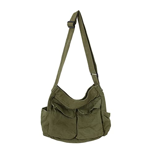 DKIIL NOIYB Canvas Messenger Bag Canvas Tasche mit Großem Messenger Umhängetasche für Damen Hobo Tasche Unisex Canvas Crossbody Bag Groß für Damen von DKIIL NOIYB