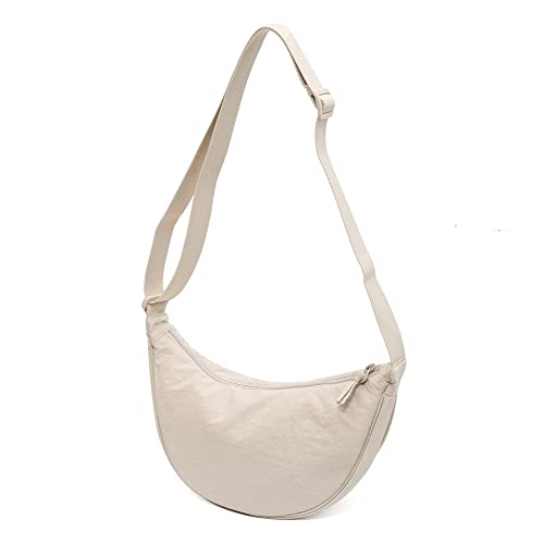 DKIIL NOIYB Nylon Halbmond Bag Einfarbige Umhängetasche Gürteltasche Lässige Crossbody Bag Damen für Damen Hobo Bag mit Verstellbarer Schultergurt für Einkaufen Verabredungen Reisen von DKIIL NOIYB