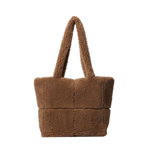 DKIIL NOIYB Plüsch Tasche Flauschige Handtasche Lammwolle Umhängetasche Damen Groß Teddyfell Cordtaschen Puffy Tote Bag Puffer shopper Schultertasche Y2K Tasche von DKIIL NOIYB