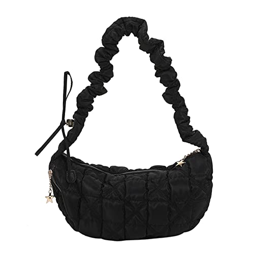 DKIIL NOIYB Puffy Tote gesteppte Tragetasche für Damen, leichte Puffy Tote Bag Puffer Geldbörse große Kapazität Baumwolle gepolsterte Tasche Crossbody Tasche 32 cm, B01-schwarz von DKIIL NOIYB