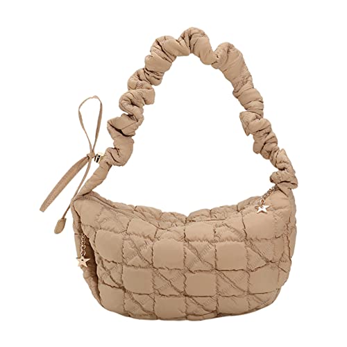 DKIIL NOIYB Puffy Tote gesteppte Tragetasche für Damen, leichte Puffy Tote Bag Puffer Geldbörse große Kapazität Baumwolle gepolsterte Tasche Crossbody Tasche 32 cm, B02-Khaki von DKIIL NOIYB