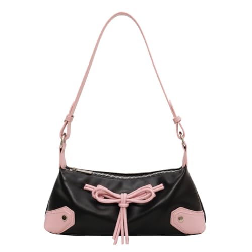 DKIIL NOIYB Umhängetasche aus PU-Leder mit Schleife Y2K Achseltasche für Teenager-Mädchen Vintage Clutch Crossbody Bag mit Fliege Achseltasche Tote Bag aesthetic mit 2 Schultergurte von DKIIL NOIYB