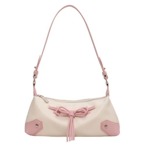 DKIIL NOIYB Umhängetasche aus PU-Leder mit Schleife Y2K Achseltasche für Teenager-Mädchen Vintage Clutch Crossbody Bag mit Fliege Achseltasche Tote Bag aesthetic mit 2 Schultergurte von DKIIL NOIYB