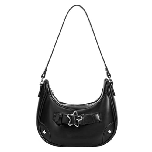 DKIIL NOIYB Y2k Handtasche kleine Halbmond Umhängetasche Hobo Bag Half Moon Bag mit fünfzackigem Stern für Damen Mini Aesthetic Achseltasche von DKIIL NOIYB