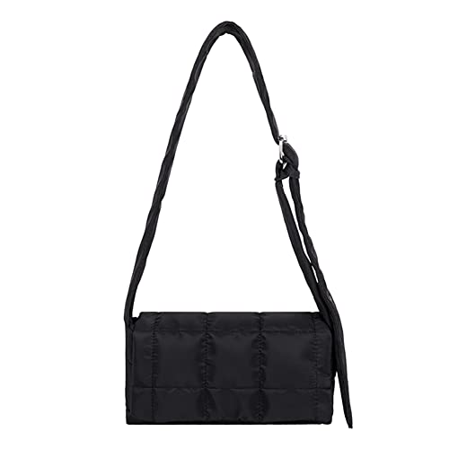 DKIIL NOIYB Gesteppte Umhängetasche, Puffertasche für Damen, gesteppte Mini-Tragetaschen, Puffer-Crossbody-Tasche, leicht, bauschig, Schultertasche für Damen, zum Ausgehen, A01-schwarz, 26 von DKIIL NOIYB