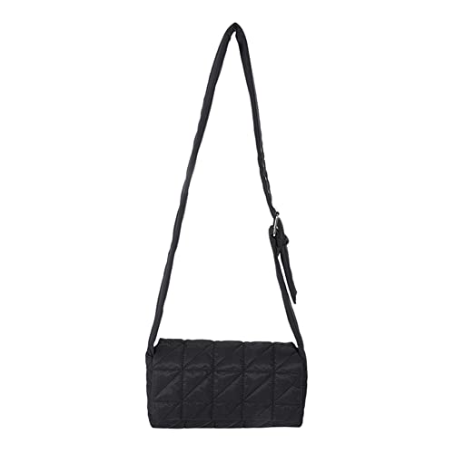 DKIIL NOIYB Gesteppte Umhängetaschen Puffer Bag für Frauen Mini Gesteppte Tragetaschen Puffer Crossbody Bag Leichte Puffy Umhängetasche Für Frauen Ausgehen, A02-schwarz, 25 von DKIIL NOIYB