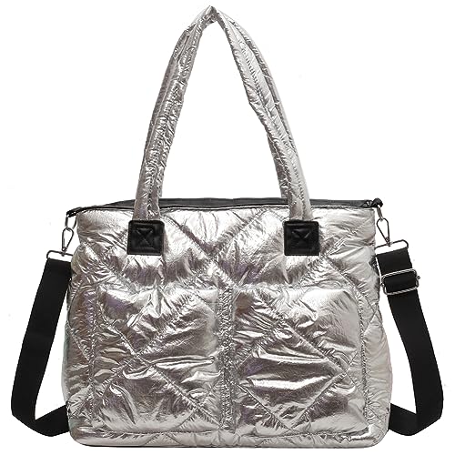 DKIIL NOIYB Gesteppte Tasche Damen Puffer Tote Bag Kissen Taschen Damen Umhängetaschen aus Baumwolle Nylon Damen Kurier Taschen Verstellbarer Schultergurt von DKIIL NOIYB