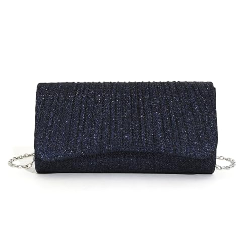 Glitzer Clutch Damen Pailletten Abendtasche Damen Handtasche Silber Elegante Umhängetasche Glitzer Kettentasche Umschlagtasche mit Abnehmbarer Kette Geeignet für Hochzeit Abendessen Party Abschlussbal von DKIIL NOIYB