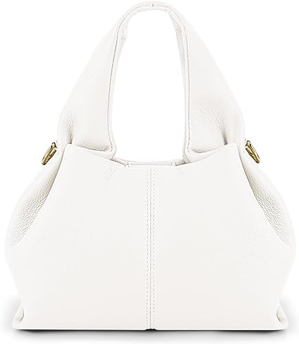 Kleine PU Umhängetasche Kleine Handtasche Henkeltaschen Moderne Lederhandtasche Dumpling Crossbody Bag für Damen Vintage Halbmond Tasche Hobo Bag Shopper Leder Clutch Abendtasche (B05-S Weiß) von DKIIL NOIYB