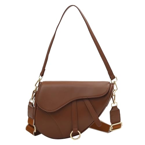 Mode PU Damen Umhängetasche Sattel Tasche Retro Damen Kleine Handtasche Y2K Bag Crossbody Bag Achseltasche mit Zwei Schultergurten von DKIIL NOIYB