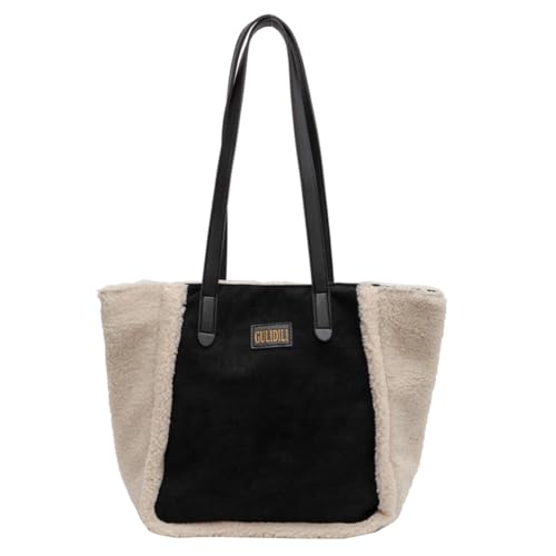 Plüsch Tasche aus Lammwolle Flauschige Handtasche Teddy Shopper Groß Tasche Damen Weiche Umhängetaschen Puffy Tote Bag Aesthetic Y2K Fashion Tasche von DKIIL NOIYB