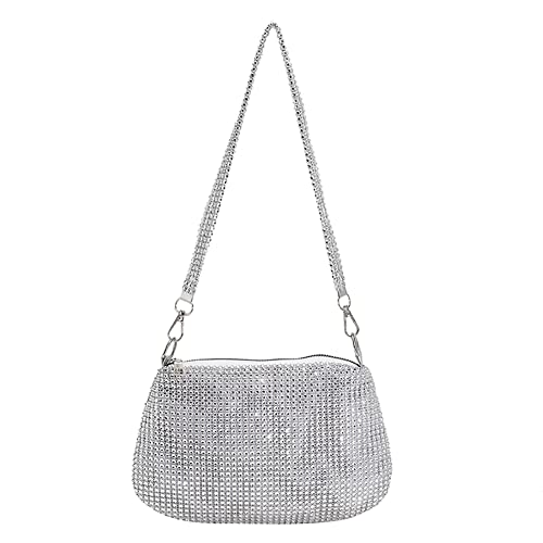 Strasssteine Abend Clutch Tasche, Diamant Taschen für Frauen, Mini Silber Diamant Clutch Tasche, Glänzende Dinner Party Hochzeit Geldbörsen Silber Glitzernde Tasche, 01-a Bling Strass von DKIIL NOIYB