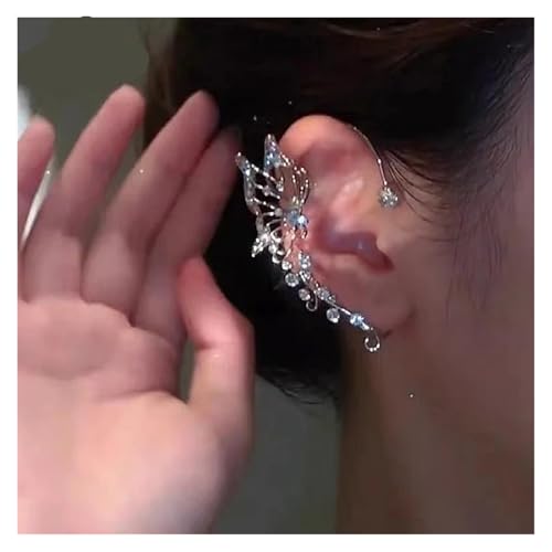 Funkelnde Kristall Elfe Schmetterling Ohrmanschette ohne Piercing Clip Ohrringe Elegante Ohrclip for Frauen Exquisite Ohrmanschette FüR Cosplay Hochzeit(Color02) von DKJAHSEK