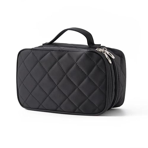 Hohe Kapazität Kosmetiktasche Frauen Wasserdicht Doppelschicht Reise Organizer Make-up Tasche Kulturbeutel Multifunktions Beauty Case(Black) von DKJAHSEK
