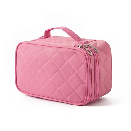 Hohe Kapazität Kosmetiktasche Frauen Wasserdicht Doppelschicht Reise Organizer Make-up Tasche Kulturbeutel Multifunktions Beauty Case(Pink) von DKJAHSEK
