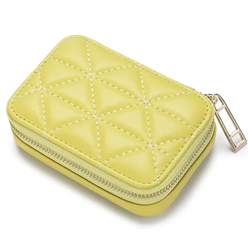 Lippenstift Tasche Echtes Leder Make-up Fall Mini Geldbörse Organizer Frauen Kosmetiktasche Spiegel Münzgeldbörse(Light Yellow) von DKJAHSEK