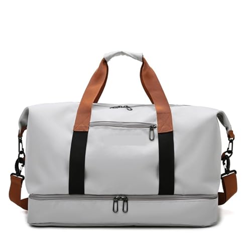 Reisetaschen for Frauen Große Kapazität Männer Sporttasche wasserdichte Wochenende Sac Voyage Weibliche Messenger Tasche Trocken Und Nass(Gray 46cmX25cmX28cm) von DKJAHSEK