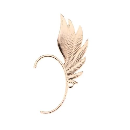 Single Girl Ohr Manschette Ohrringe 1PC Engel Feder Flügel Goldene Ohr Clips for Frauen Linkes Ohr Punk Ohr Clip Schmuck FüR Cosplay Hochzeit(Gold) von DKJAHSEK