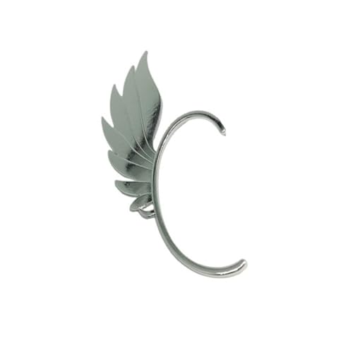 Single Girl Ohr Manschette Ohrringe 1PC Engel Feder Flügel Goldene Ohr Clips for Frauen Linkes Ohr Punk Ohr Clip Schmuck FüR Cosplay Hochzeit(Silver) von DKJAHSEK