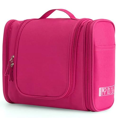 wasserdichte Nylon-Reise-Organizer-Tasche Unisex-Frauen-Kosmetiktasche for Aufhängen von Reise-Make-up-Taschen for Waschen Kulturbeuteln(Pink) von DKJAHSEK