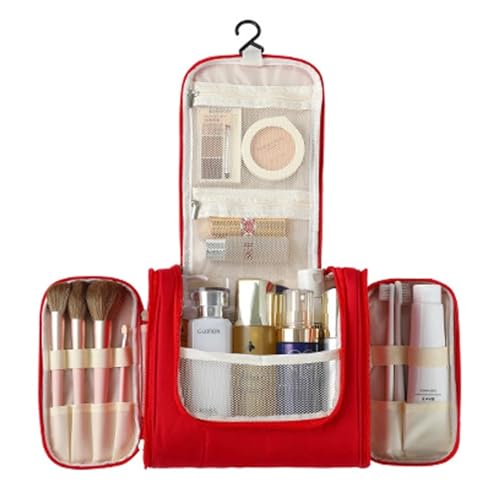 wasserdichte Reise-Organizer-Tasche Unisex-Frauen-Kosmetiktasche for Aufhängen von Reise-Make-up-Taschen for Waschen Kulturbeuteln(Red) von DKJAHSEK