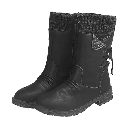 DKLOVIFU Winterboots Damen Stiefeletten Weite Stiefeletten Boots Gefüttert Winter Stiefel Schnürstiefel 2159 von DKLOVIFU