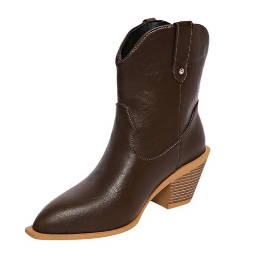DKLOVIFU Damen Ankle Boots Frauen Stiefeletten Schlupfstiefel Elegant Wildleder Halbstiefel mit Schnalle Kurzstiefel Winterstiefel Blockabsatz Damenstiefel Langschaft Boots von DKLOVIFU