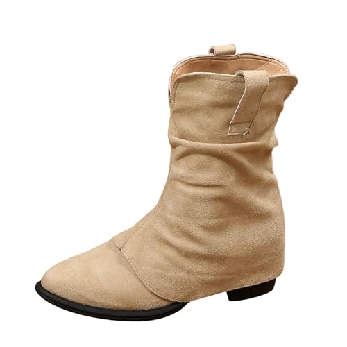 DKLOVIFU Damen Boots Biker Stiefeletten Schnallen Leicht Gefüttert Stiefel, Hosenbeinen, Patchwork-Ärmeln und Plissierten DKLOVIFU Damen Boots Biker Stiefeletten Schnallen Leicht Gefüttert Stiefel, Hosenbeinen, Patchwork-Ärmeln und Plissierten von DKLOVIFU