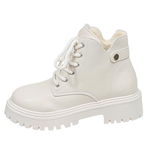 DKLOVIFU Damen High Heels Ankle Boots Spitz Stiefeletten Chunky Mid Heel Square Toe Boots Damen British Style Front Edgy Biker Short Boots von DKLOVIFU