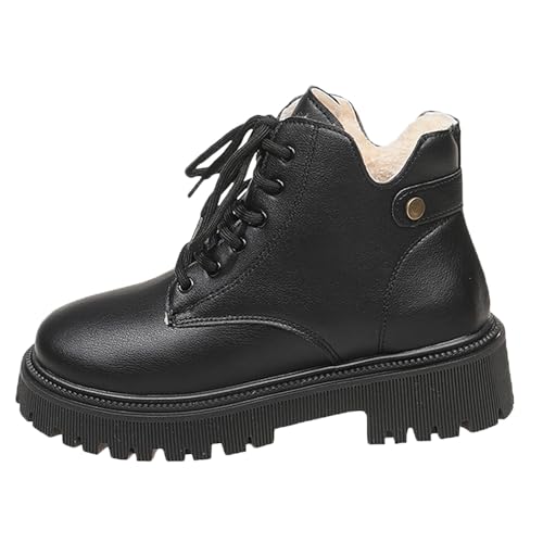 DKLOVIFU Damen High Heels Ankle Boots Spitz Stiefeletten Chunky Mid Heel Square Toe Boots Damen British Style Front Edgy Biker Short Boots von DKLOVIFU