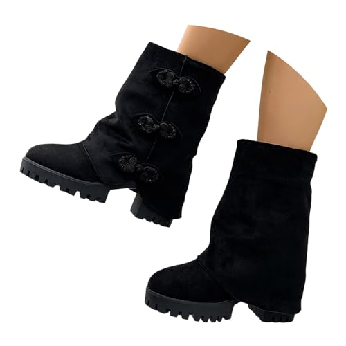 DKLOVIFU Damen High Heels Ankle Boots Spitz Stiefeletten Winter High Heel Cuffed Boots Vielseitige Modestiefel von DKLOVIFU