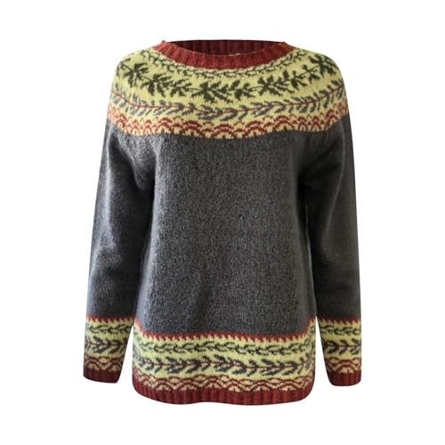 DKLOVIFU Damen Pullover Winter Pulli Damen Herbst Winter Kleidung Damen Sweatshirt Damen Braun Pullover V Ausschnitt Damen Weihnachtsoutfit Damen Herbst Mode Damen von DKLOVIFU