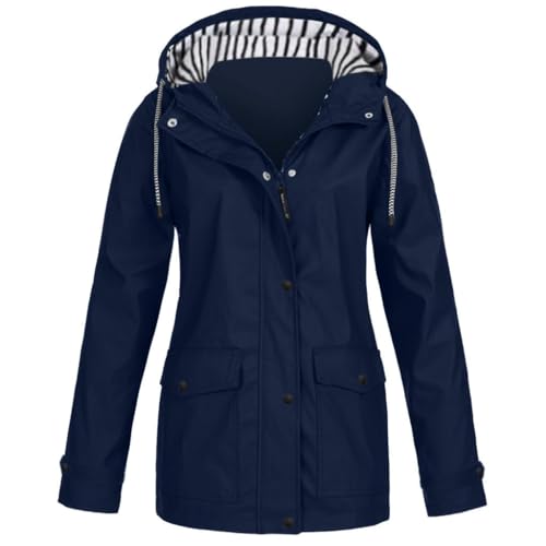 DKLOVIFU Damen Regenjacke Einfarbig Übergröße Mit Kapuze, regenponcho festival wasserdicht regenmantel damen wasserdicht Windbeaker festival gadgets regenjacke damen north face von DKLOVIFU