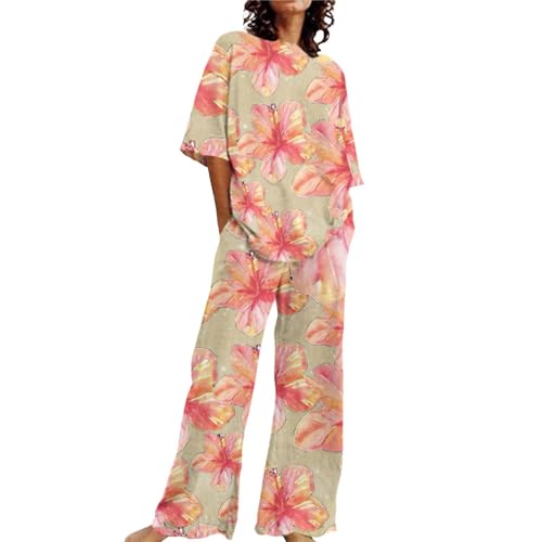 DKLOVIFU Damen Schlafanzug Kurz Schlafanzug Damen Lang Schlafanzughose Damen Lang Schlafshorts Damen Ganzkörper Schlafanzug Frauen Pyjama Kuschelig Angebote des Tages Heute Damen von DKLOVIFU