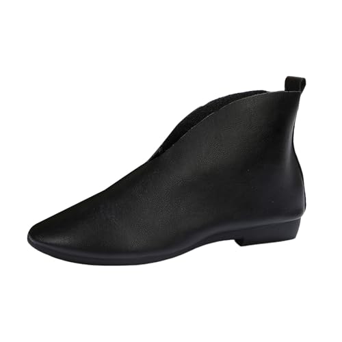 DKLOVIFU Damen Stiefeletten, Trachten Elegant Halbstiefel Spitz Schlupfschuhe Mittelalter Stiefel Mit Schnalle Absatz Ankle Boots Halbhoch Westernstiefel Damenstiefel von DKLOVIFU