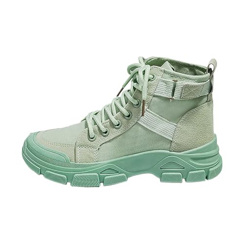 DKLOVIFU Damen Stiefeletten Frühling und Atmungsaktive High Top Canvas Dicke Sohle Damen Stiefeletten Ankle Boots von DKLOVIFU