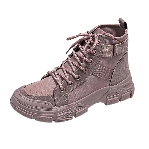 DKLOVIFU Damen Stiefeletten Frühling und Atmungsaktive High Top Canvas Dicke Sohle Damen Stiefeletten Ankle Boots von DKLOVIFU
