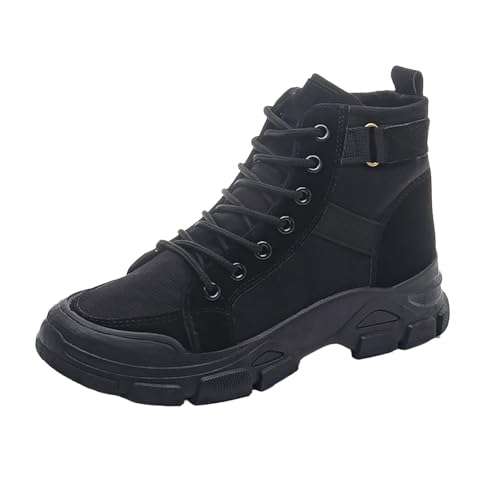 DKLOVIFU Damen Stiefeletten Frühling und Atmungsaktive High Top Canvas Dicke Sohle Damen Stiefeletten Ankle Boots von DKLOVIFU