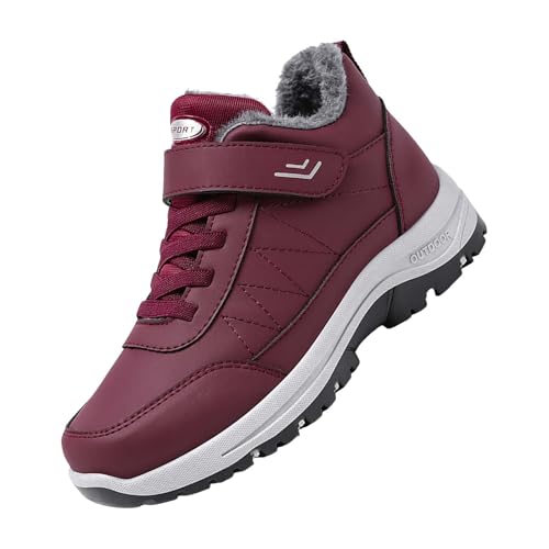 DKLOVIFU Damen Stiefeletten Stiefeletten Bordeaux Damen Herbstschuhe Damen Boots Weite H Winter Stiefeletten Damen Gefüttert Schwarz Boots Plateau Damen Schwarz Schuhe Damen Stiefeletten Blockabsatz von DKLOVIFU