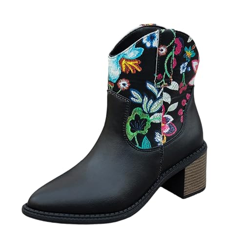 DKLOVIFU Kurze Stiefeletten Damen Halbstiefel Runde Schlupfschuhe Niederung Stiefel Mit Schnalle Casual Gefüttert Stiefel von DKLOVIFU