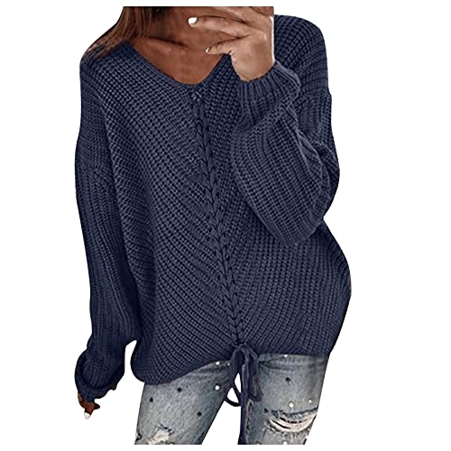 DKLOVIFU Langarmshirt Damen Damen Kleidung Strickpullover Damen Baumwolle Rolli Rot Damen Sweatshirt Damen Oversized Übergangspullover Damen Winter Pullover für Damen Warm von DKLOVIFU