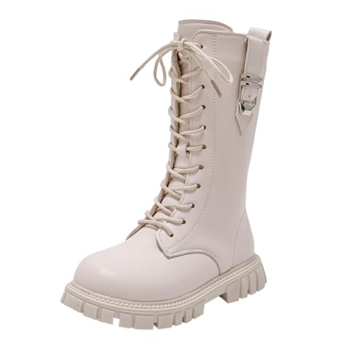 DKLOVIFU Mädchen Stiefel Klassische Stiefel für Kinder Herbst und Winter, Fashion Schnürstiefel Winterstiefel Mittelere Stiefel mit Seitlichem Reißverschluss Herbststiefel von DKLOVIFU